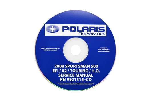 OEM Polaris 9921315-CD 08 Sportsman 500 EFI X2 HO Shop Service Manual CD