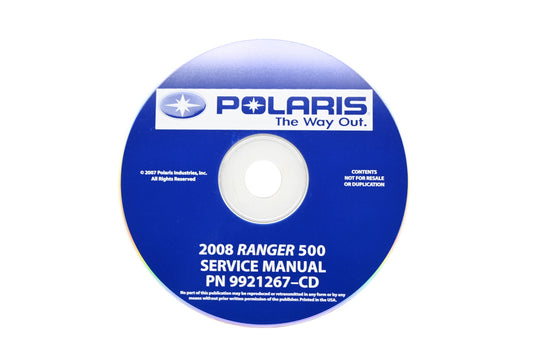 OEM Polaris 9921267-CD 08 Ranger 500 Shop Service Manual CD