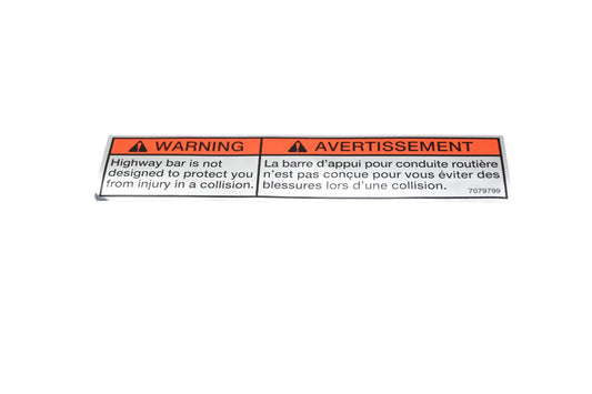 New OEM Polaris 7079799 Highway Bar Warning Decal NOS