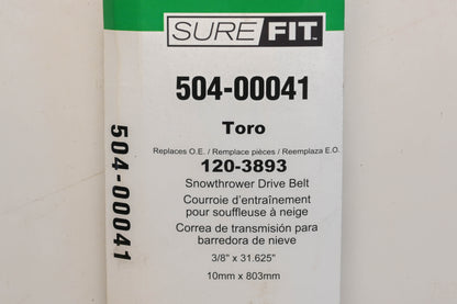 SureFit 504-00041, 120-3893 3/8" x 31-5/8" Drive Belt NOS