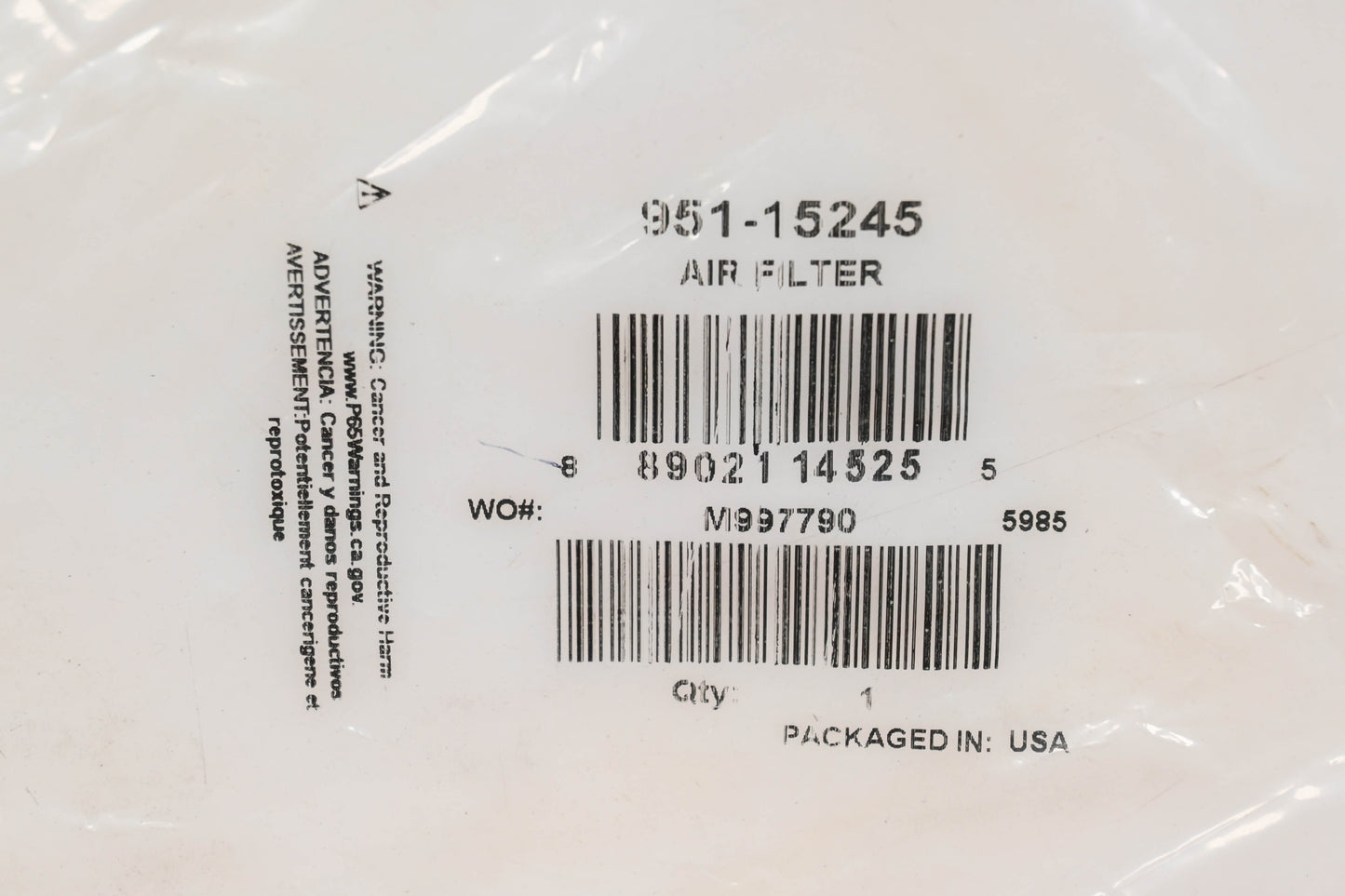 Aftermarket 951-15245 Air Filter NOS