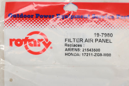 Rotary 19-7980, 17211-ZG9-M00, 21543500 Air Filter NOS