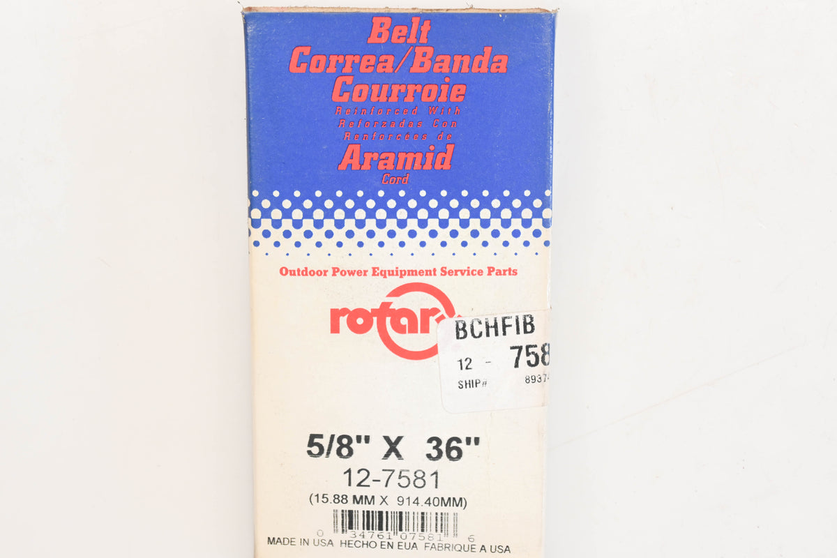 Rotary 12-7581 5/8" x 36" Aramid Cord V-Belt NOS