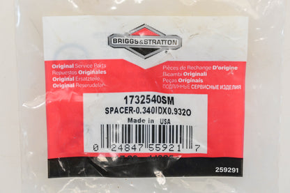 New OEM Briggs & Stratton 1732540SM 0.340 ID x 0.932 OD Spacer NOS