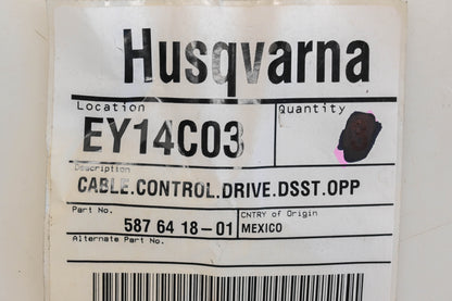 New OEM Husqvarna 587 64 18-01, 587641801 Drive Control Cable NOS