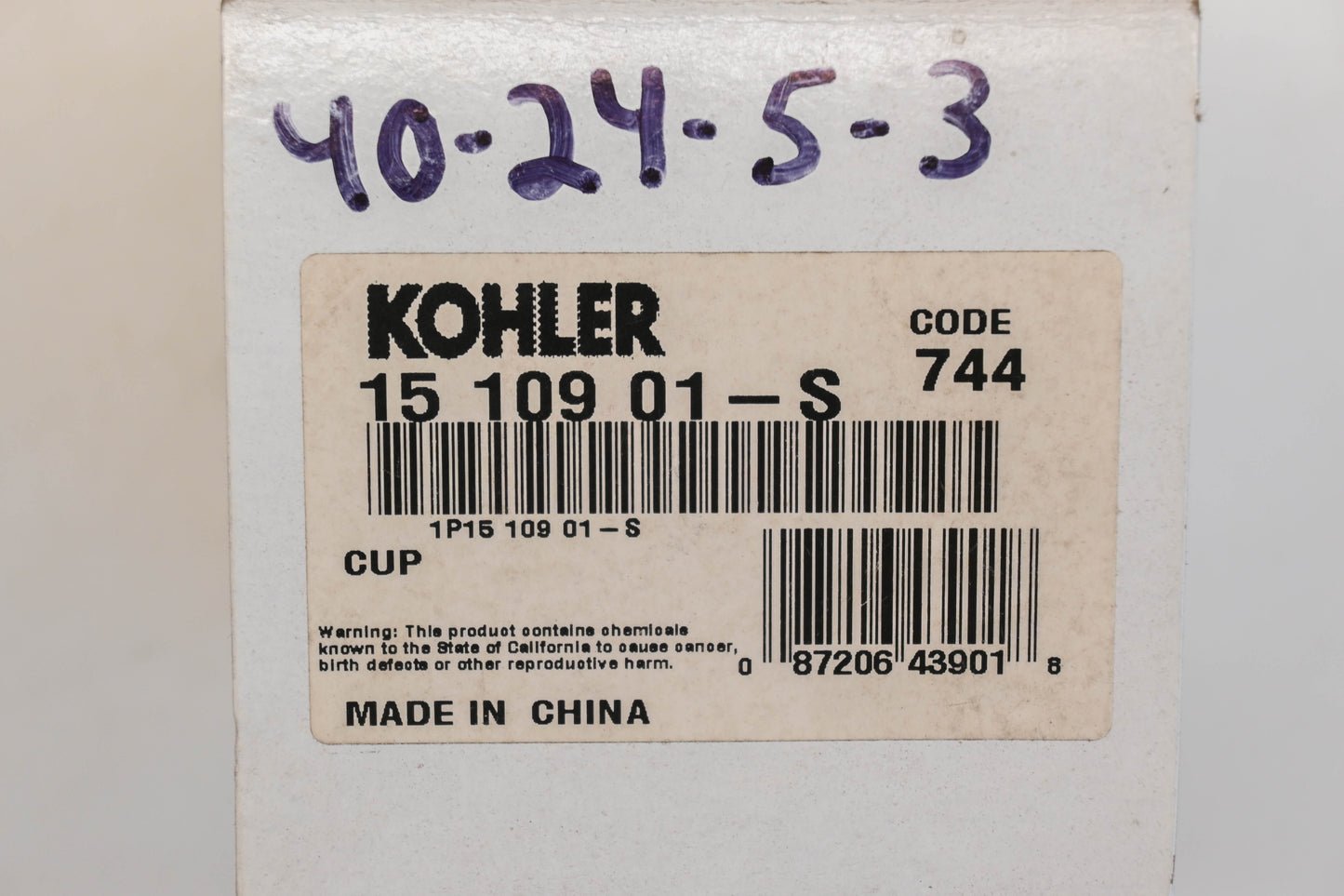 Kohler 15 109 01-S Starter Cup NOS