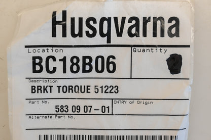 New OEM Husqvarna 583 09 07-01, 583090701, 51223 Torque Bracket NOS