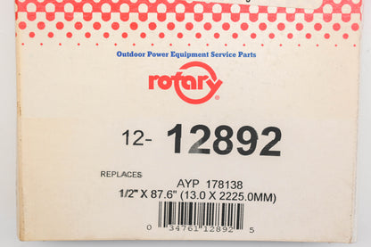 Rotary 12-12892, 178138 1/2" x 87-5/8" V-Belt NOS