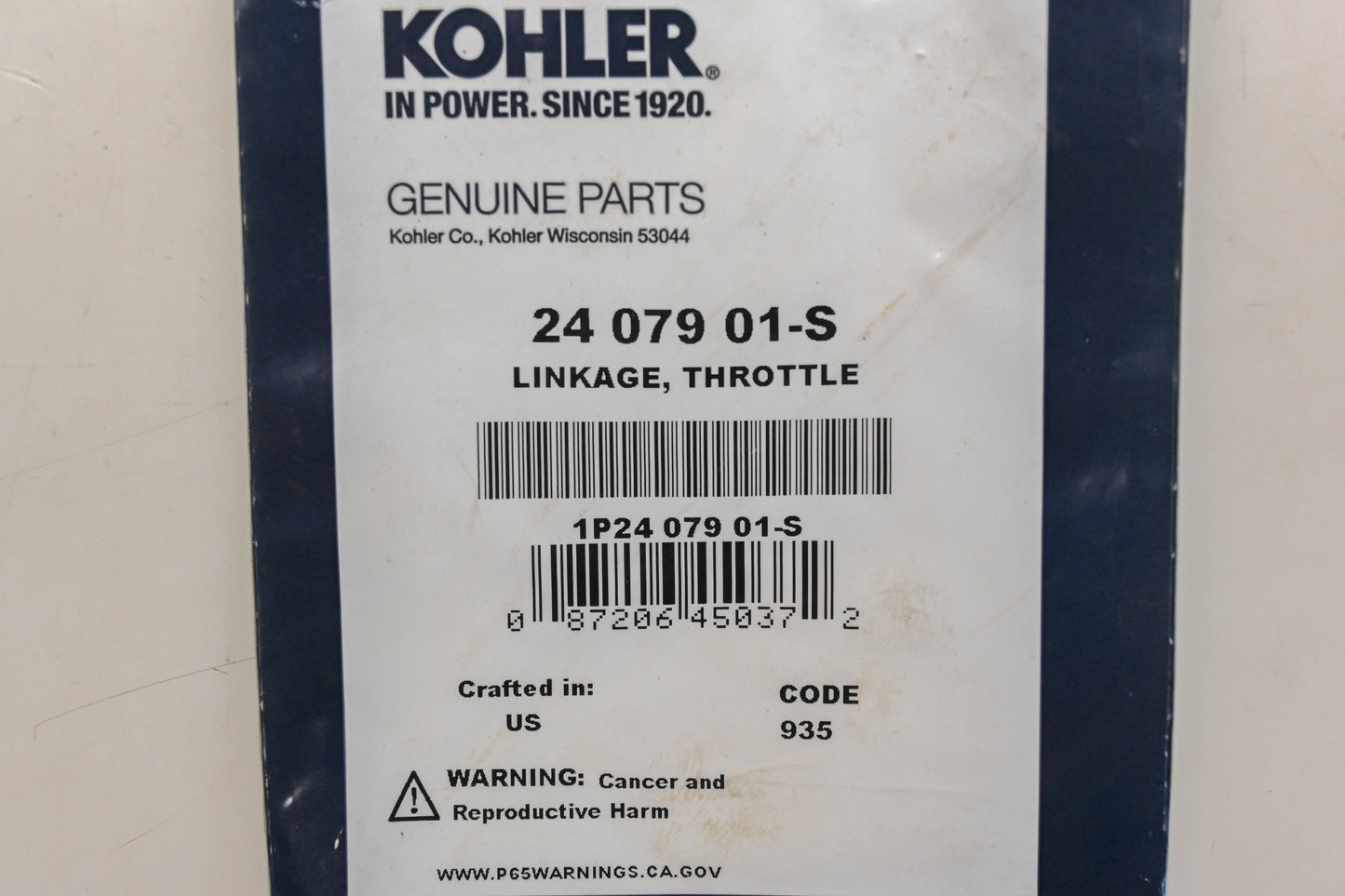 Kohler 24 079 01-S Throttle Linkage NOS
