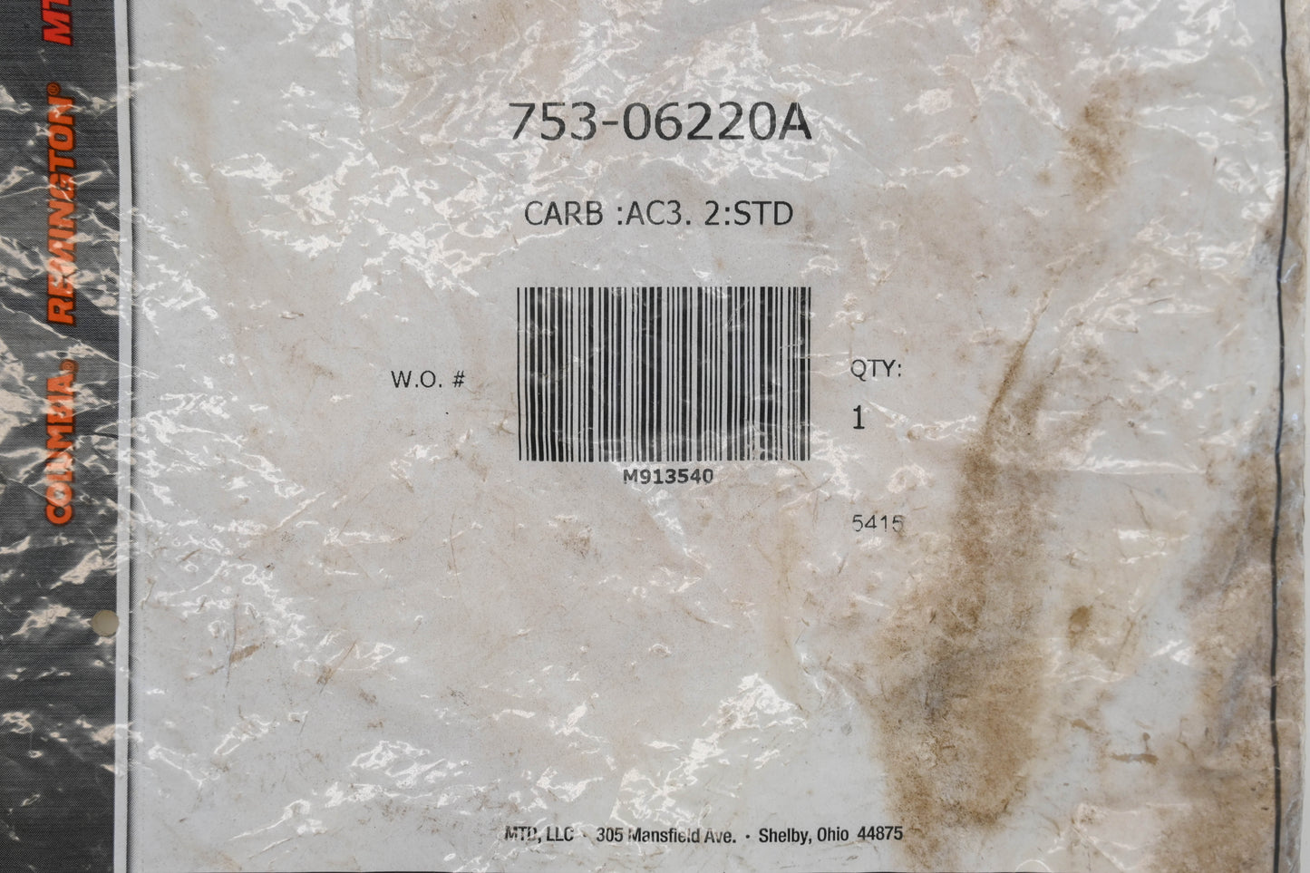 MTD 753-06220A Carburetor Kit NOS