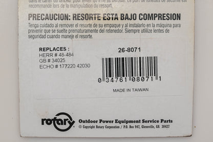 Rotary 26-8071, 17722042030, 48-484 Starter Rewind Spring NOS