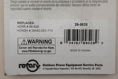 Rotary 26-9528, 28442-ZE1-713, 48-828 Starter Rewind Spring NOS