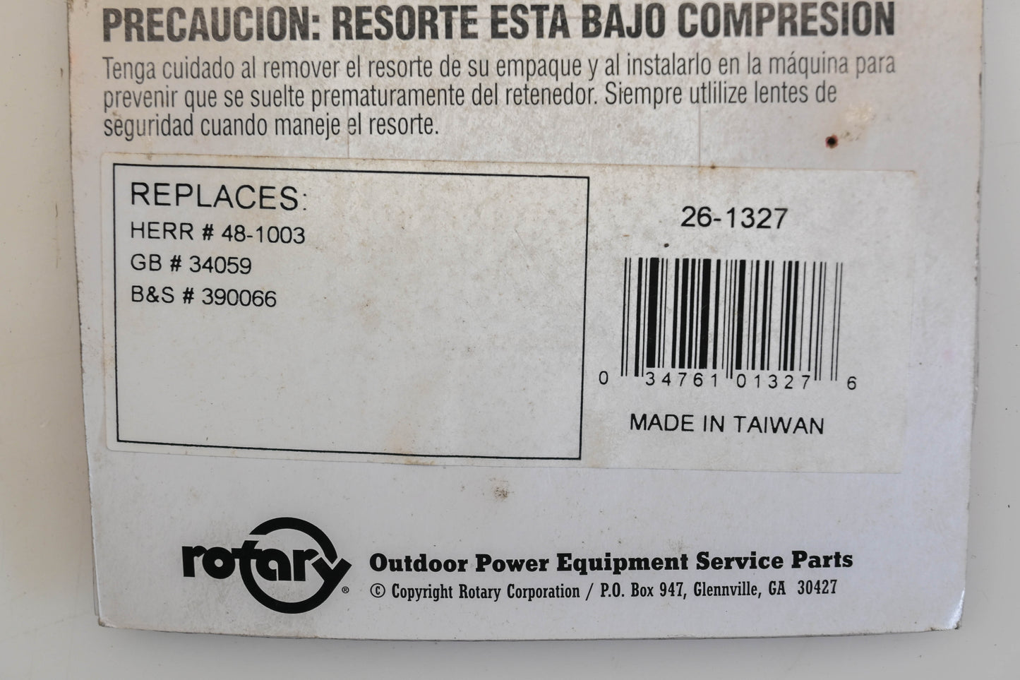 Rotary 26-1327, 390066, 48-1003 Starter Rewind Spring NOS