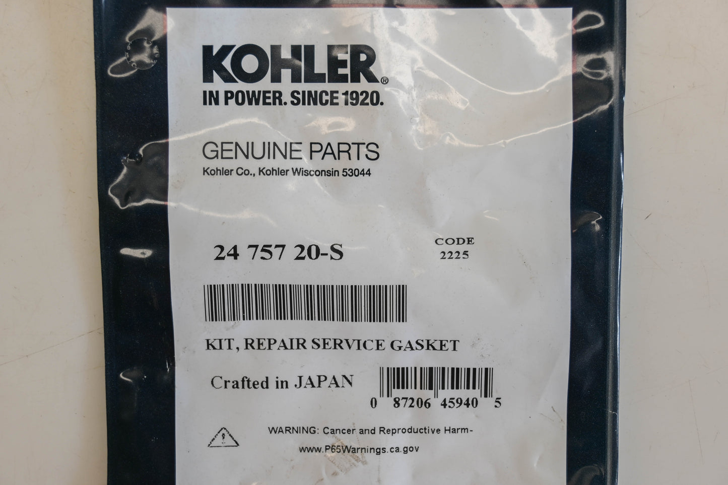 Kohler 24 757 20-S Gasket Service Repair Kit NOS