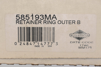 New OEM Briggs & Stratton 585193MA Snowblower Retaining Ring NOS