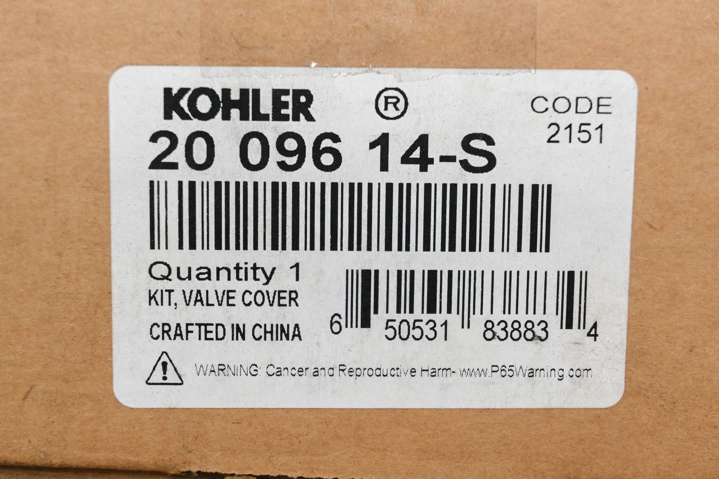 Kohler 20 096 14-S Valve Cover Kit NOS
