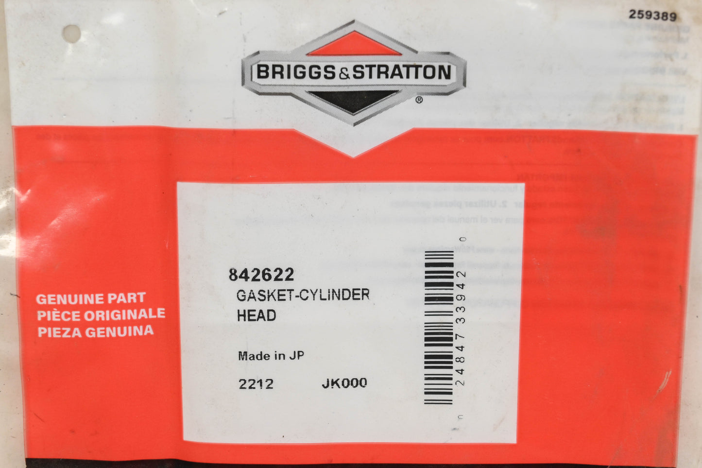 New OEM Briggs & Stratton 842622 Head Gasket NOS