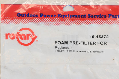 Rotary 19-15372, 16 083 02-S, 1608302-S Foam Pre-Filter NOS
