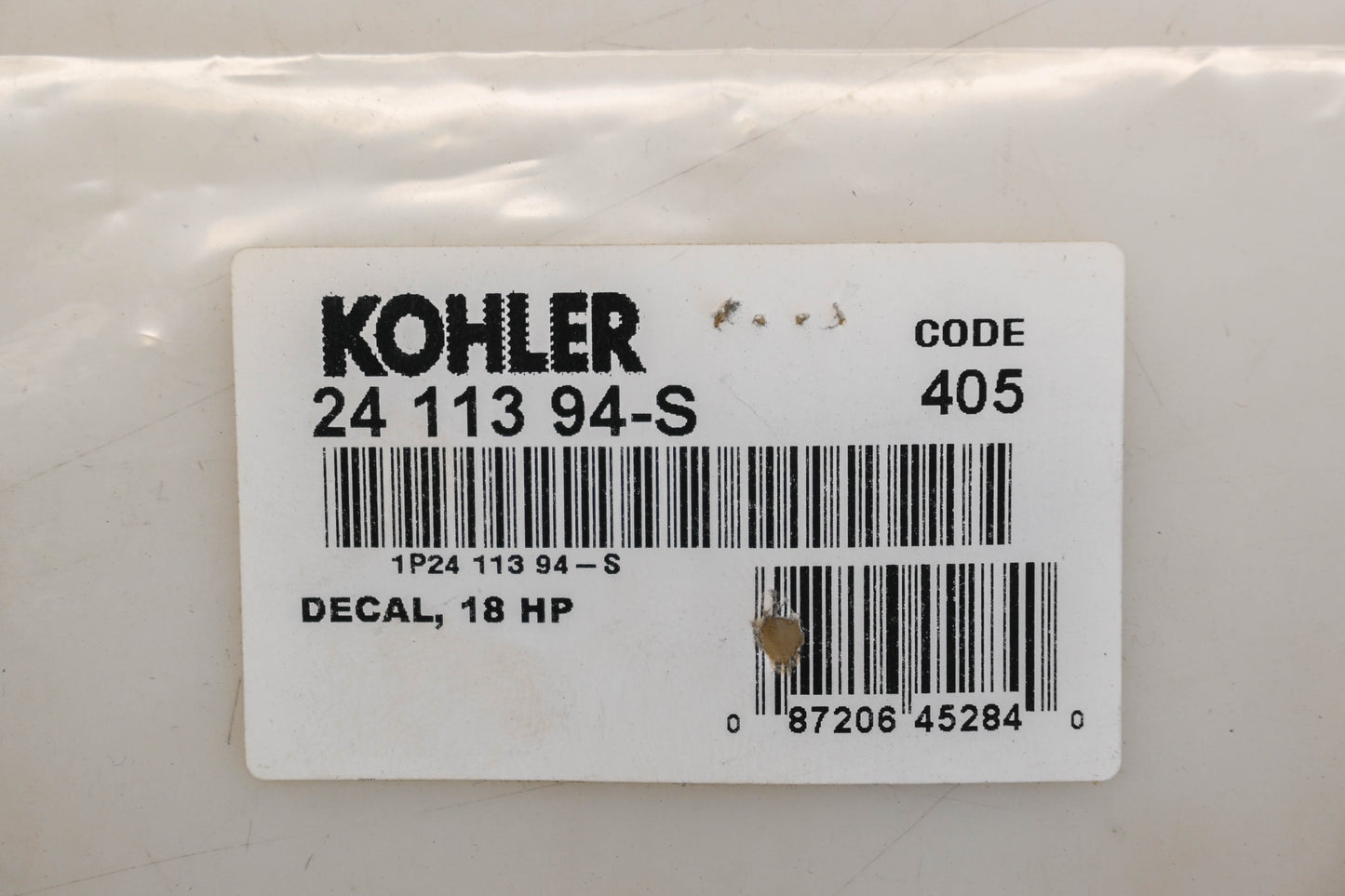 Kohler 24 113 94-S 18 HP Decal NOS