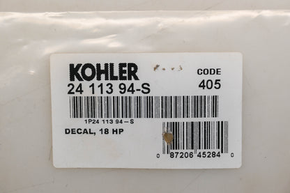 Kohler 24 113 94-S 18 HP Decal NOS