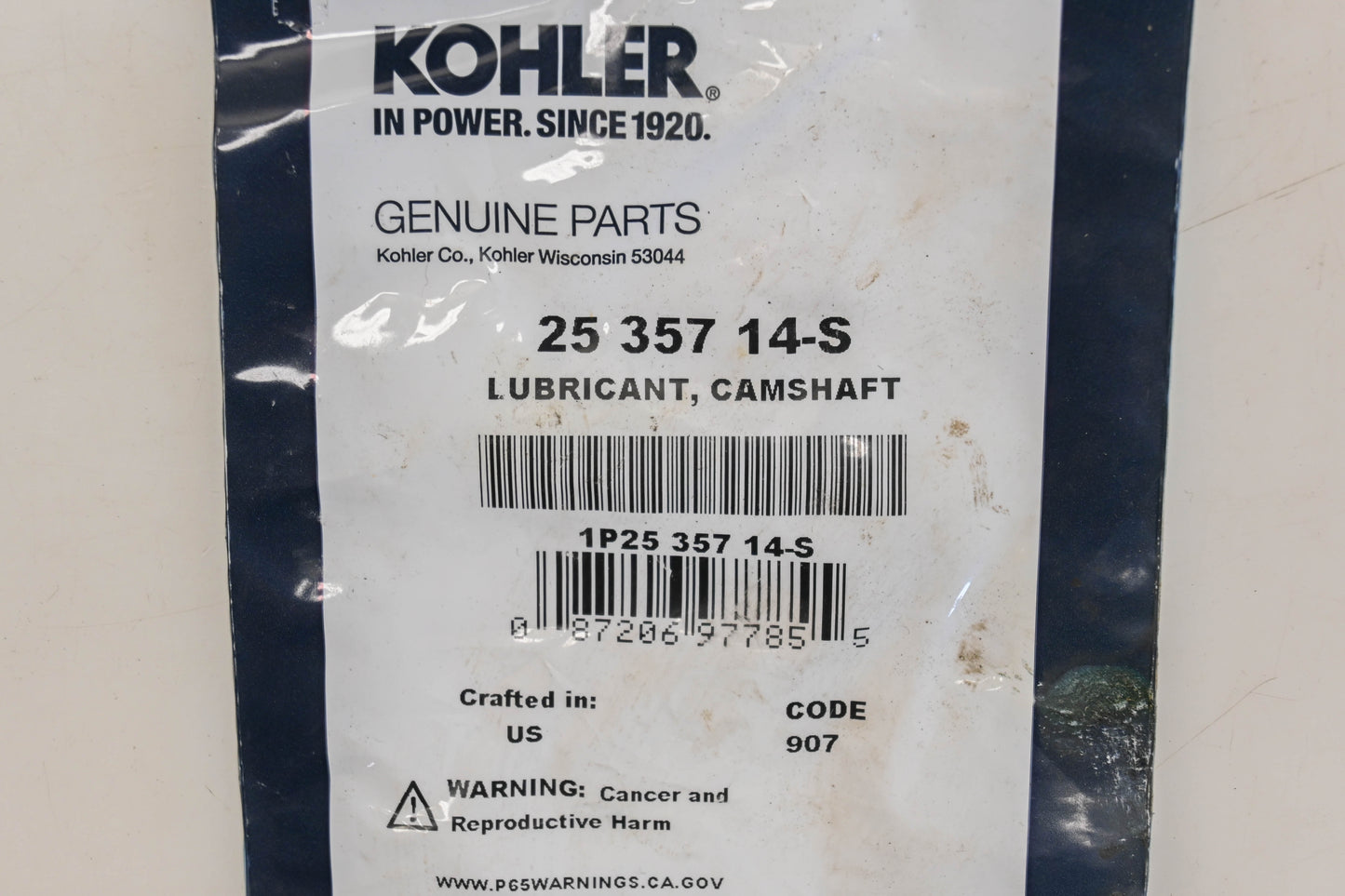 Kohler 25 357 14-S Camshaft Thixotropic Lubricant NOS