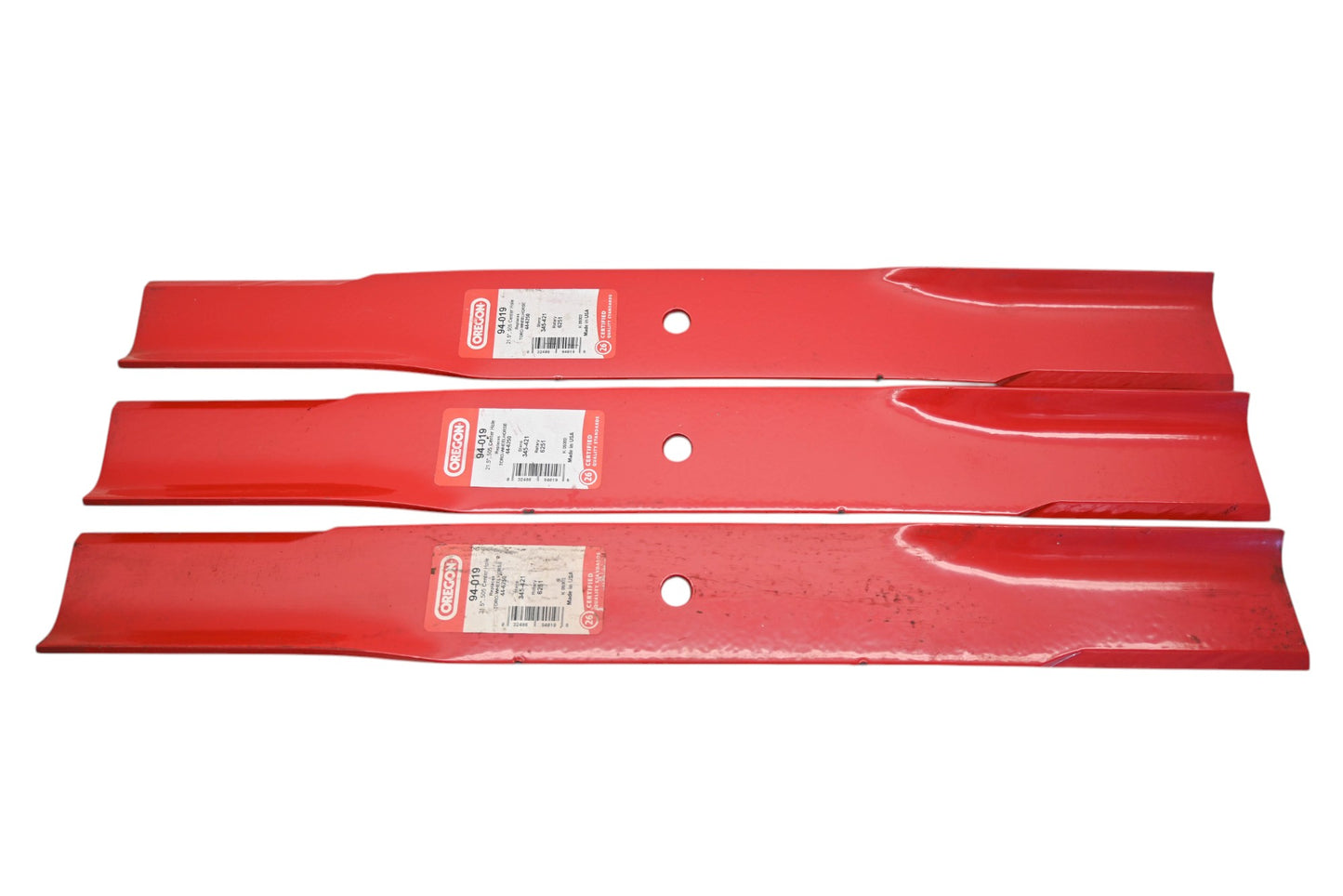 Oregon 94-019, 44-6250, 345-421 21-1/2" x 2-1/2" x 0.505" Mower Blades Qty 3 NOS