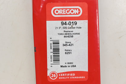 Oregon 94-019, 44-6250, 345-421 21-1/2" x 2-1/2" x 0.505" Mower Blades Qty 3 NOS