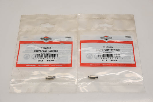 New OEM Briggs & Stratton 231855S Carburetor Float Valve Needles Qty 2 NOS