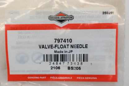 New OEM Briggs & Stratton 797410 Carburetor Float Valve Needle NOS