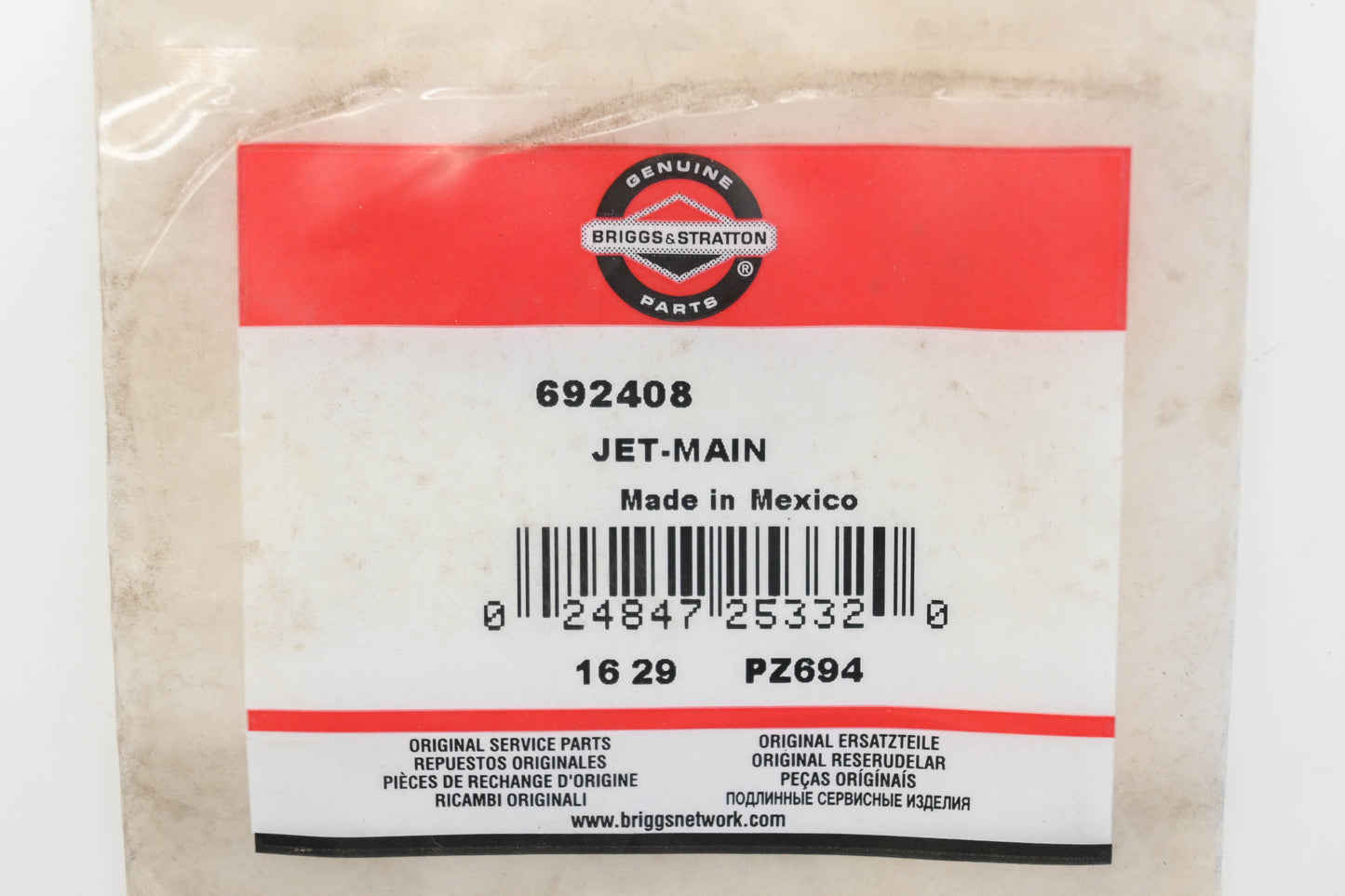 New OEM Briggs & Stratton 692408 Carburetor Main Jet NOS