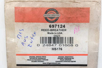 New OEM Briggs & Stratton 697124 Breather Reed NOS