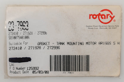 Rotary 23-7963, 272410, 272996 Fuel Tank Mounting Gasket NOS