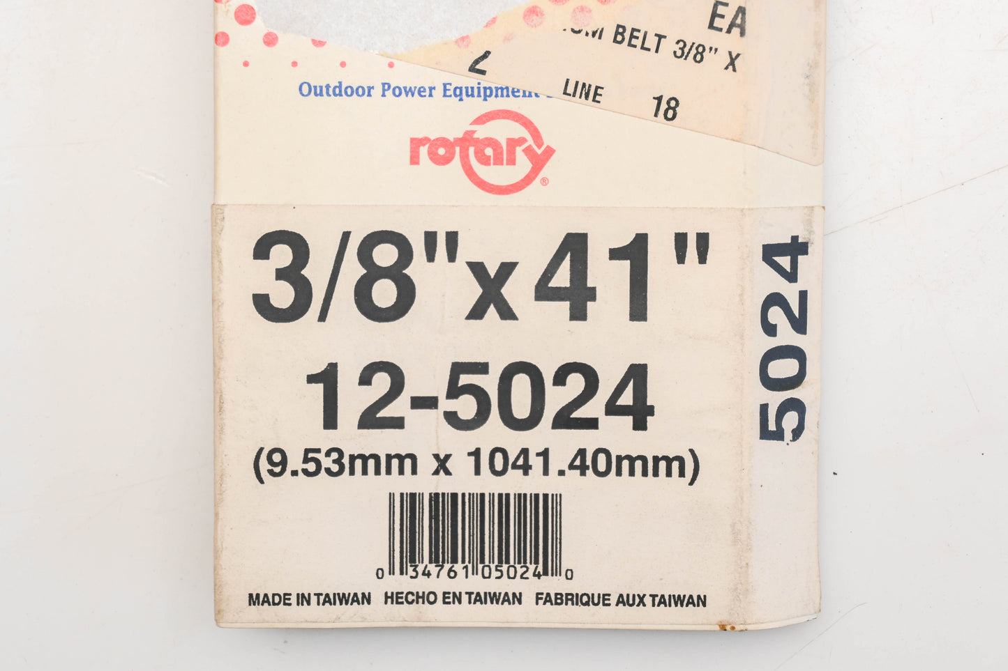 Rotary 12-5024, 3L-410 3/8" x 41" V-Belt NOS