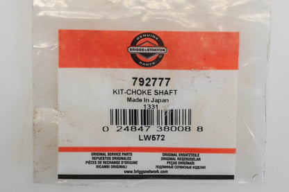 New OEM Briggs & Stratton 792777 Choke Shaft Kit NOS