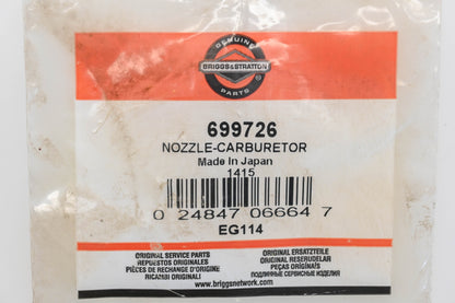 New OEM Briggs & Stratton 699726 Carburetor Nozzle NOS