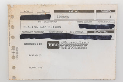 Toro 100656 Cam Return Bearing NOS