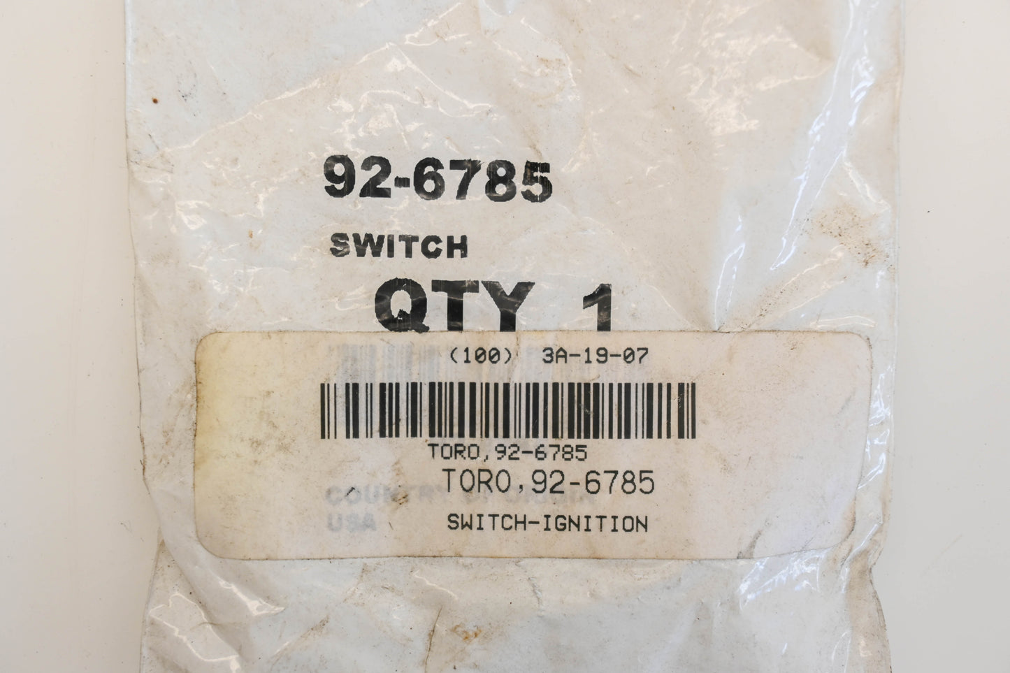 Toro 92-6785 Ignition Switch NOS