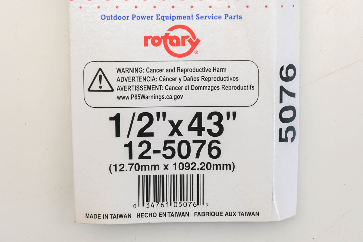 Rotary 12-5076, 4L-430 1/2" x 43" V-Belt NOS