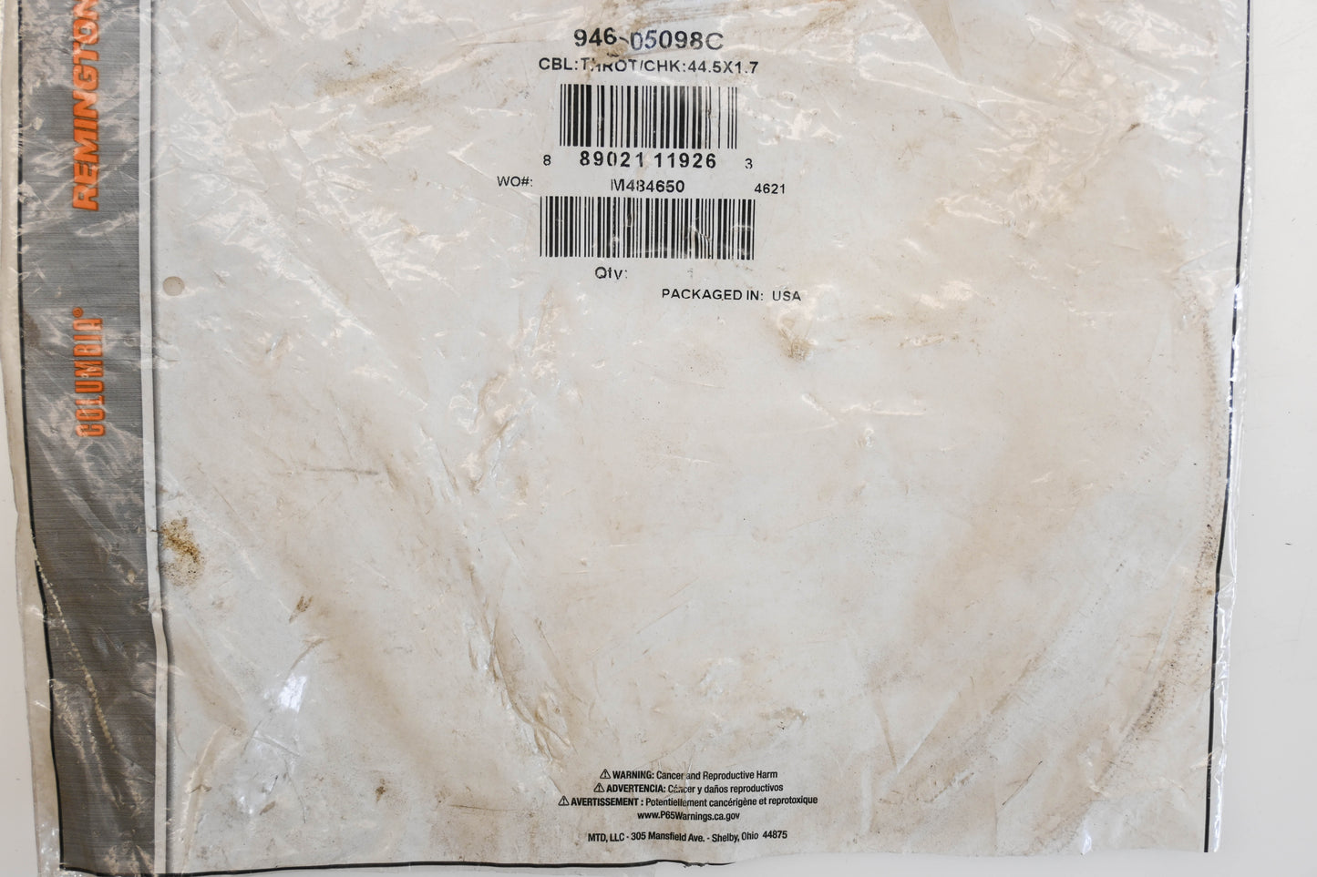 MTD 946-05098C, 746-05098C 44-1/2" Throttle Cable NOS