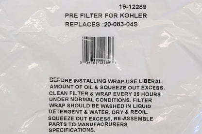 Rotary 19-12289, 2008304S, 20-083-04-S Foam Pre-Filters Qty 2 NOS