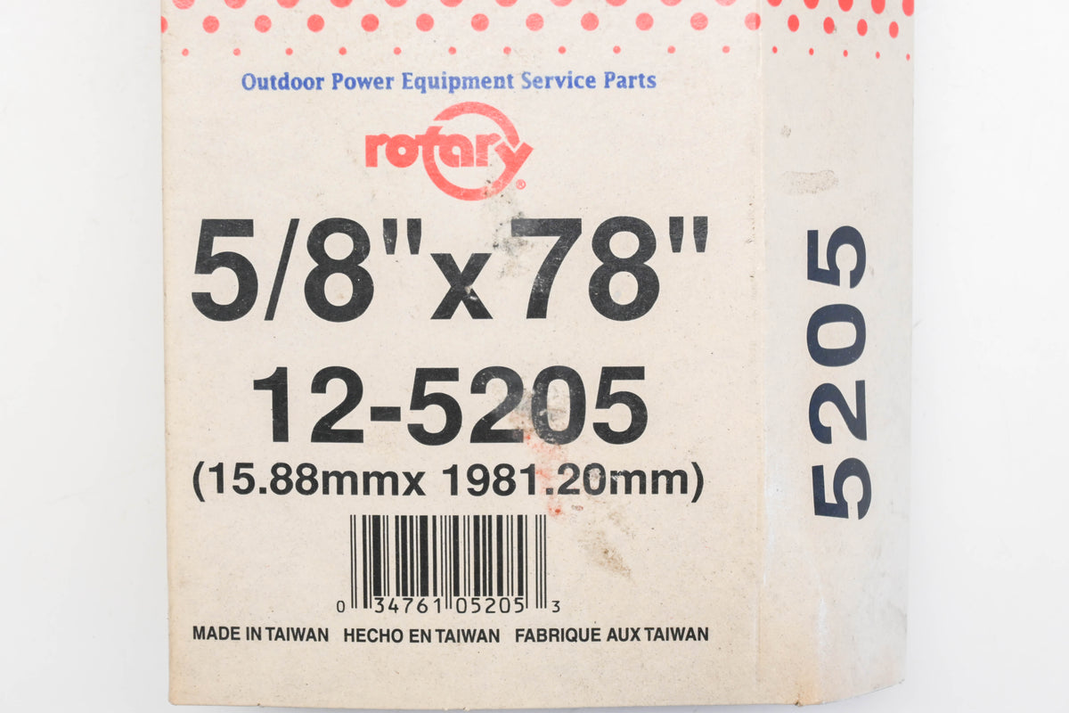 Rotary 12-5205, 5L-780 5/8" x 78" V-Belt NOS