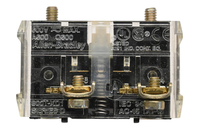Allen-Bradley 800T-XD1 600V Contact Blocks Series D Qty 2
