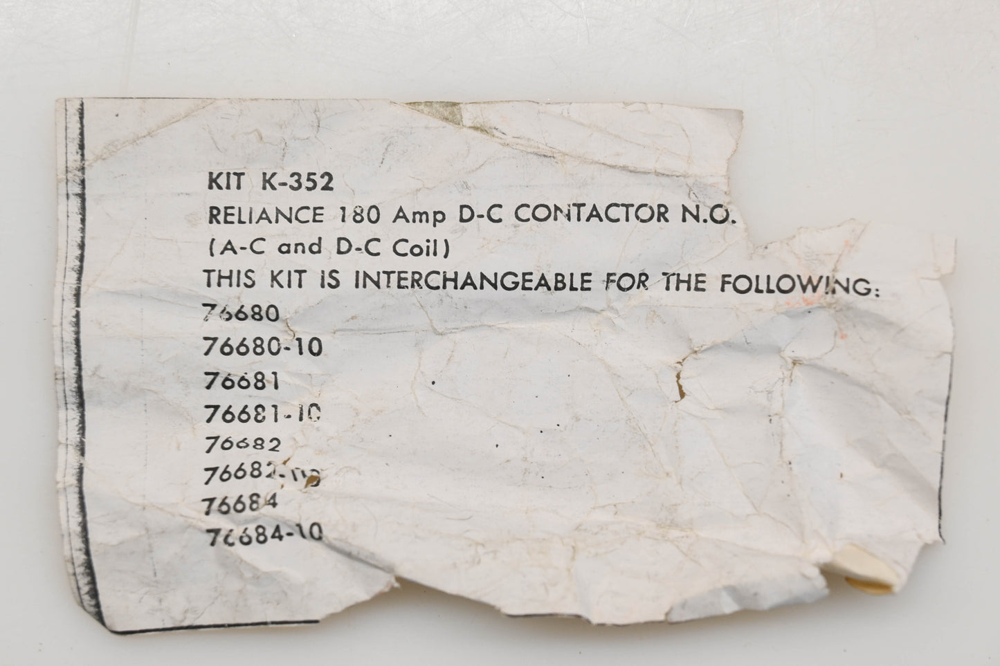 Reliance Electric K-352 180A Contact Kit NOS