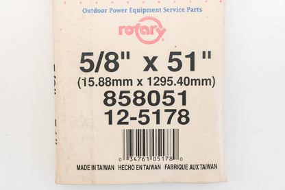 Rotary 12-5178, 5L-510, 858051 5/8" x 51" V-Belt NOS
