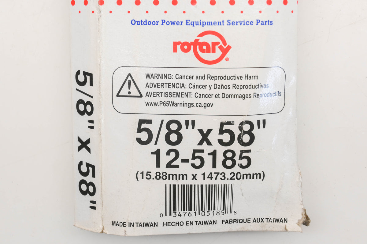 Rotary 12-5185, 5L-580 5/8" x 58" V-Belt NOS