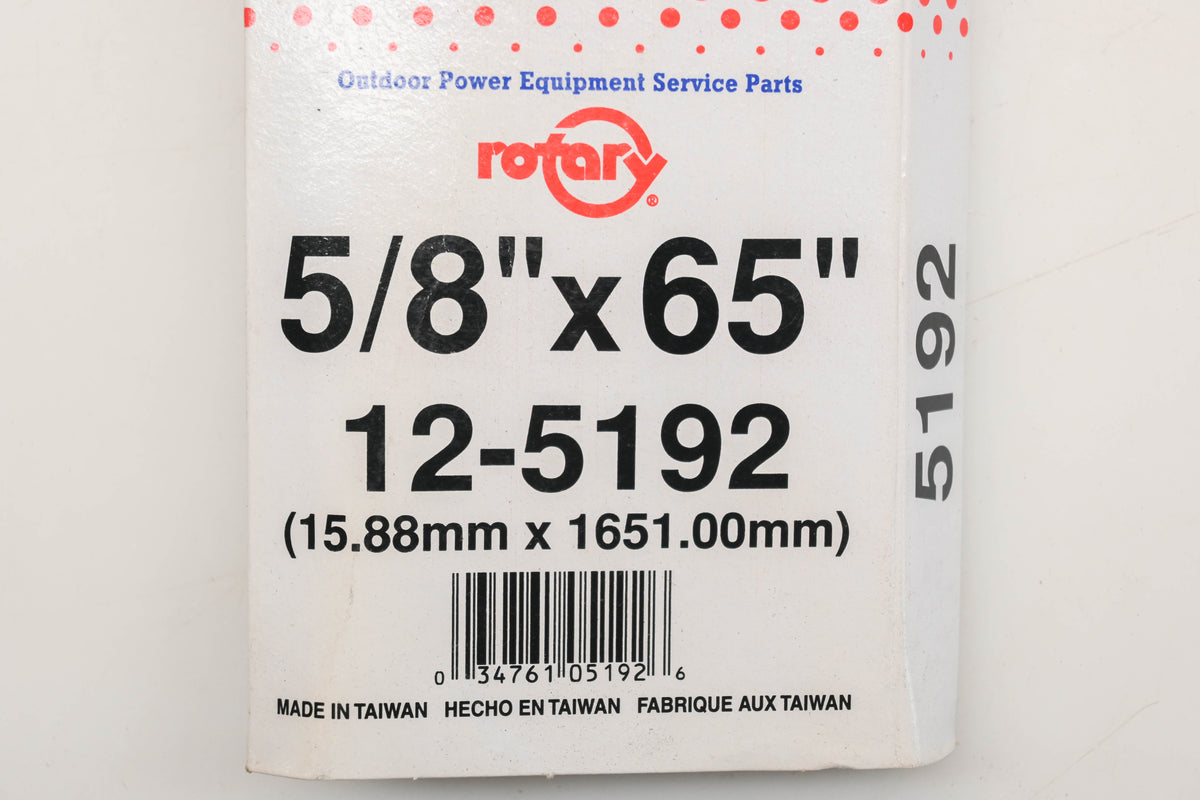 Rotary 12-5192, 5L-650 5/8" x 65" V-Belt NOS