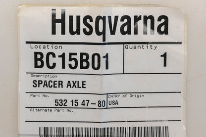 New OEM Husqvarna 532 15 47-80, 532154780 Axle Spacer NOS