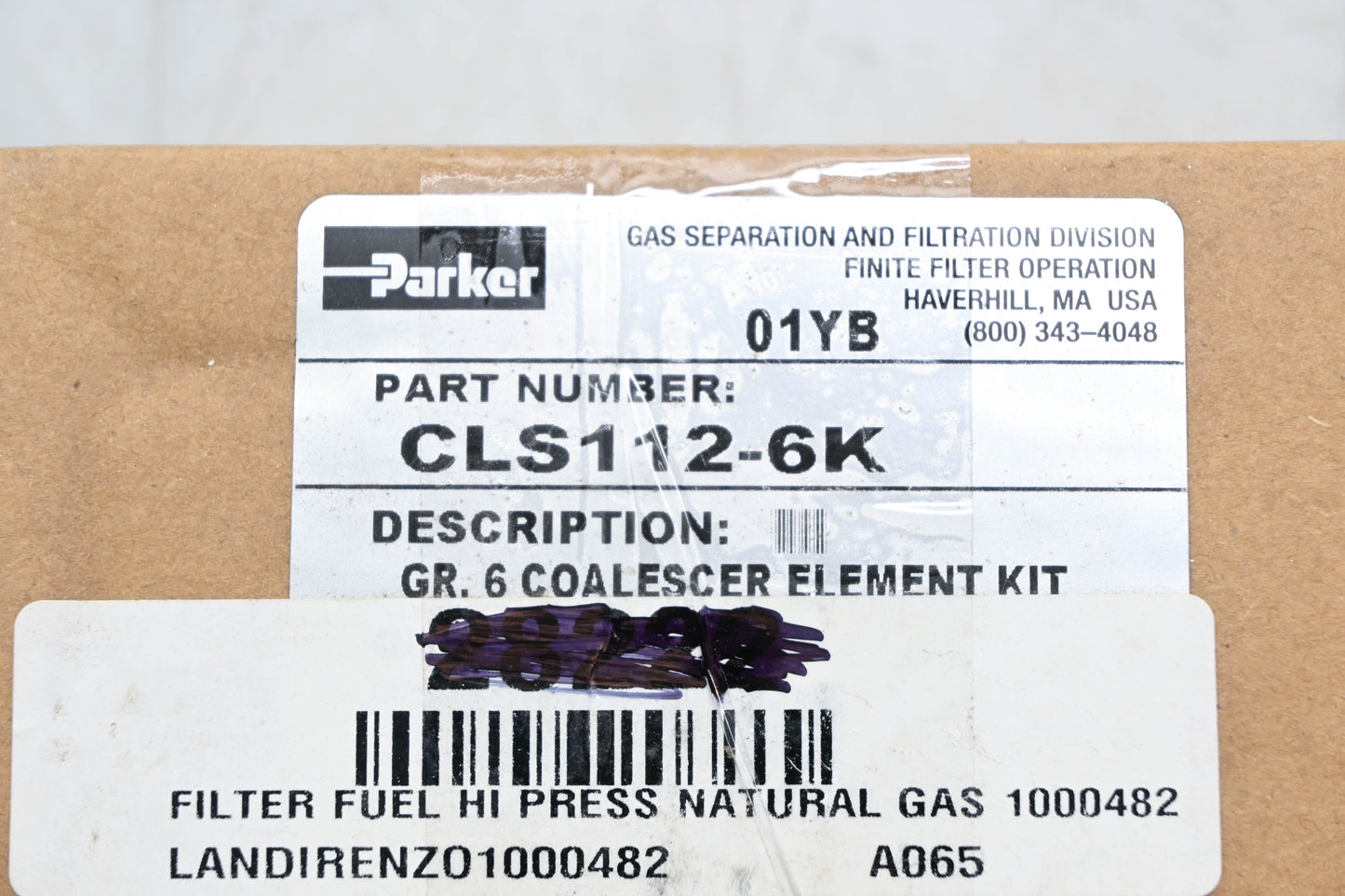 Parker CLS112-6K CNG Filter Element Replacement Kit NOS