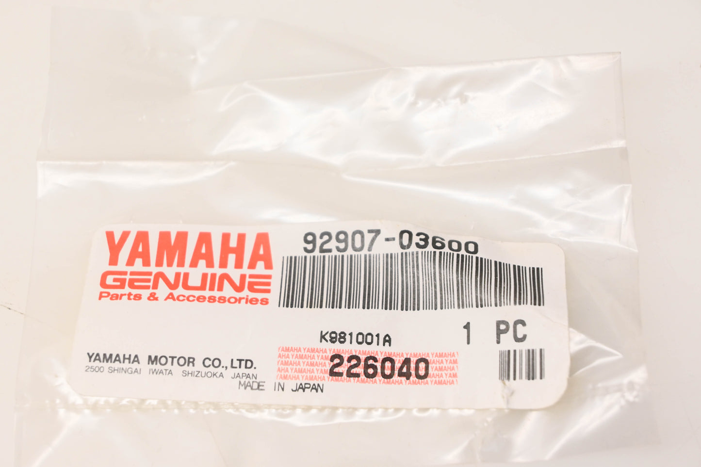 New OEM Yamaha 92907-03600-00 Washer NOS