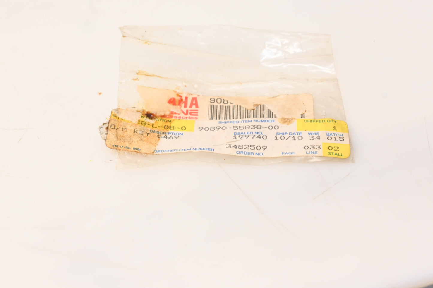 New OEM Yamaha 90890-55838-00 Ignition Key NOS